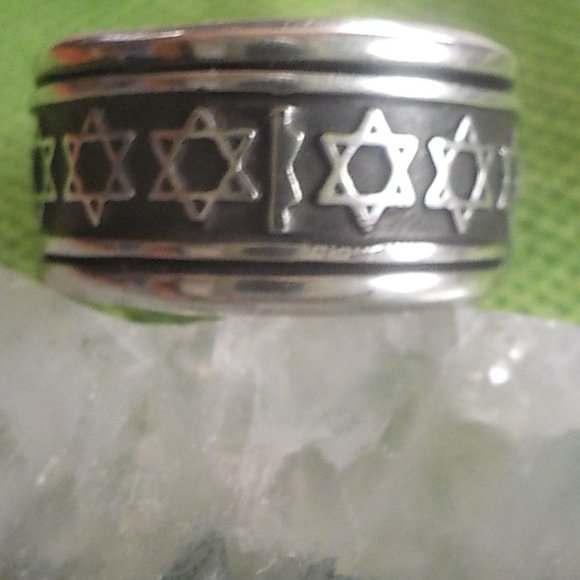 VIINTAGE.   STAR OF DAVID  SPINNER RING   STERLING SILVER   12.5g    size 11-3/4 - Picture 2 of 5
